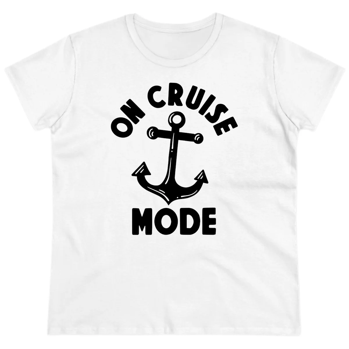 Cruise Mode Anchor Ladies Tee for Your Trip in White