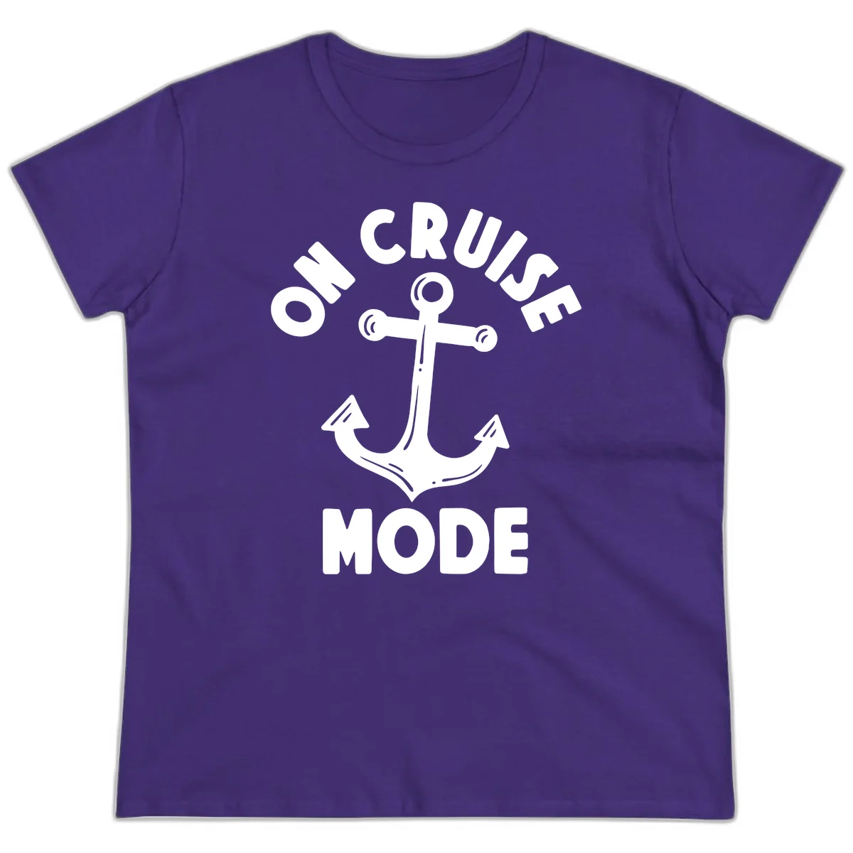 Cruise Mode Anchor Ladies Tee for Your Trip in Purple