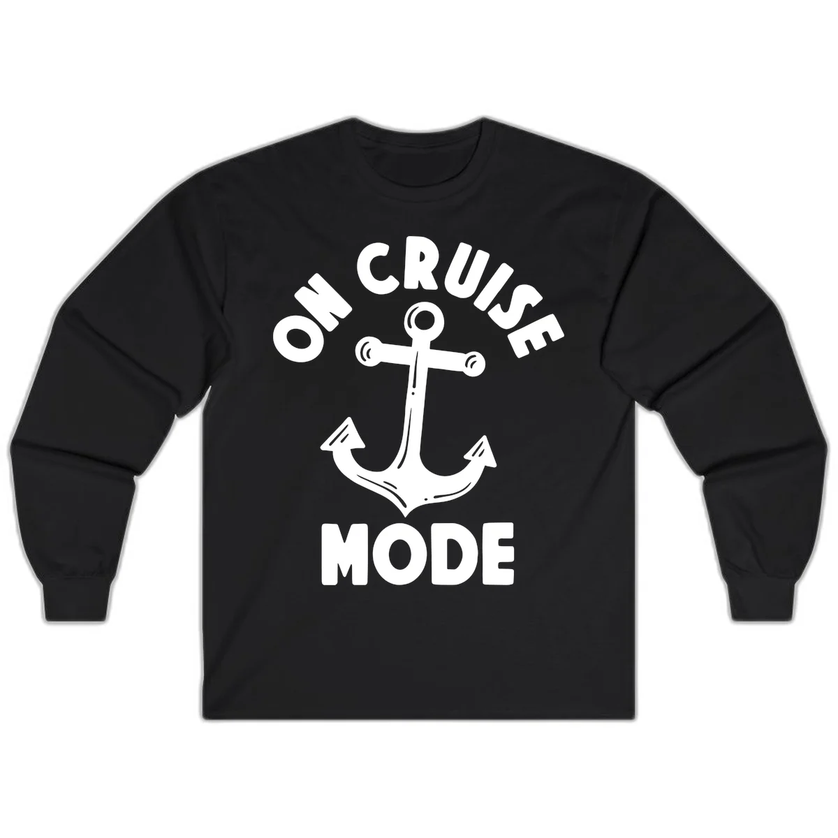 Cruise Mode Anchor Long Sleeve Tee in Black