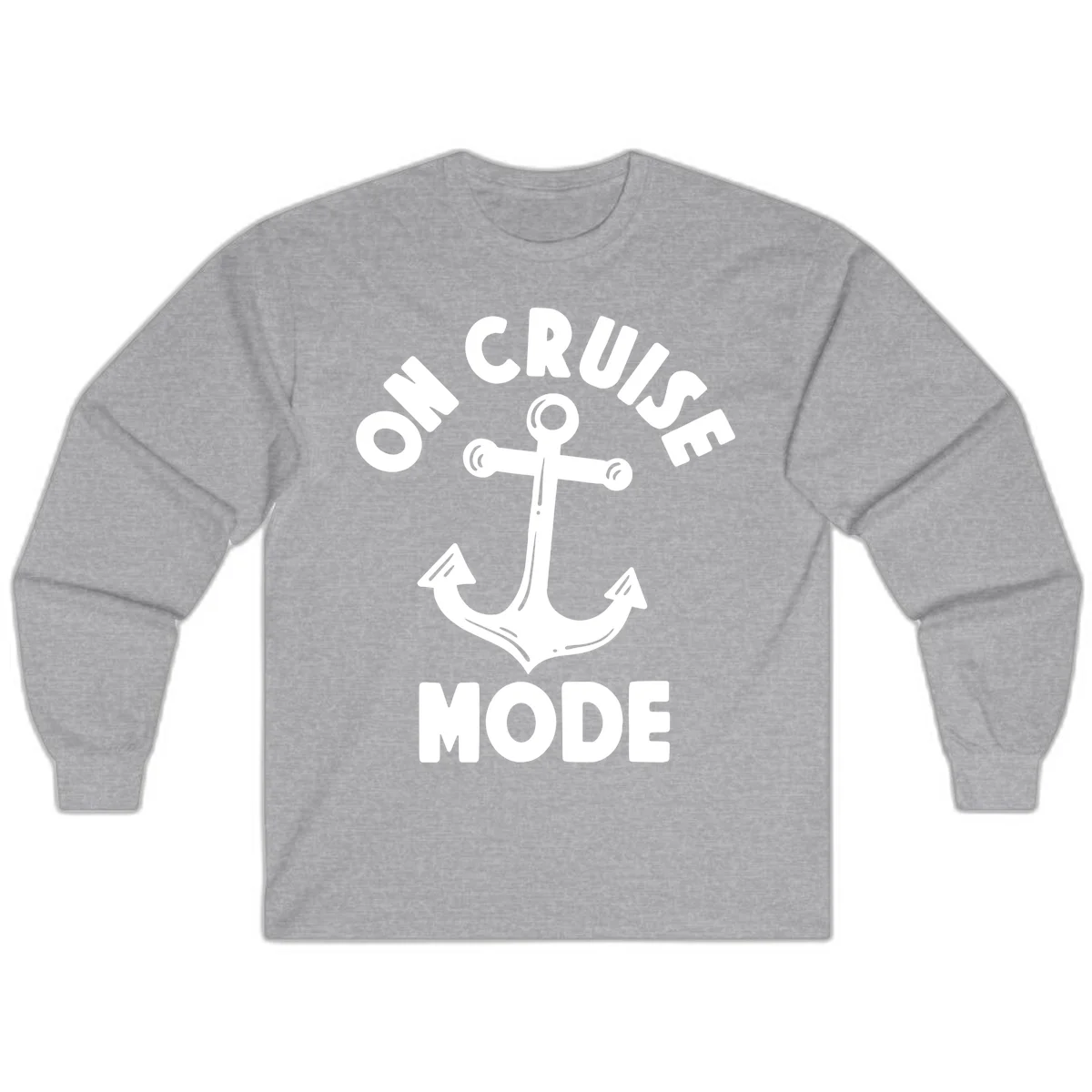 Cruise Mode Anchor Long Sleeve Tee in Sport Grey
