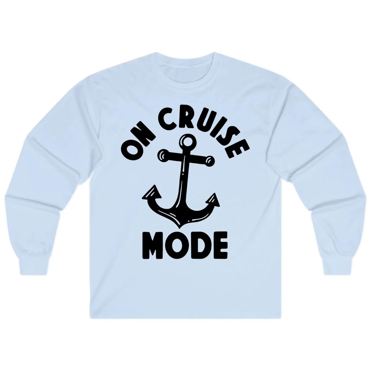 Cruise Mode Anchor Long Sleeve Tee in Light Blue