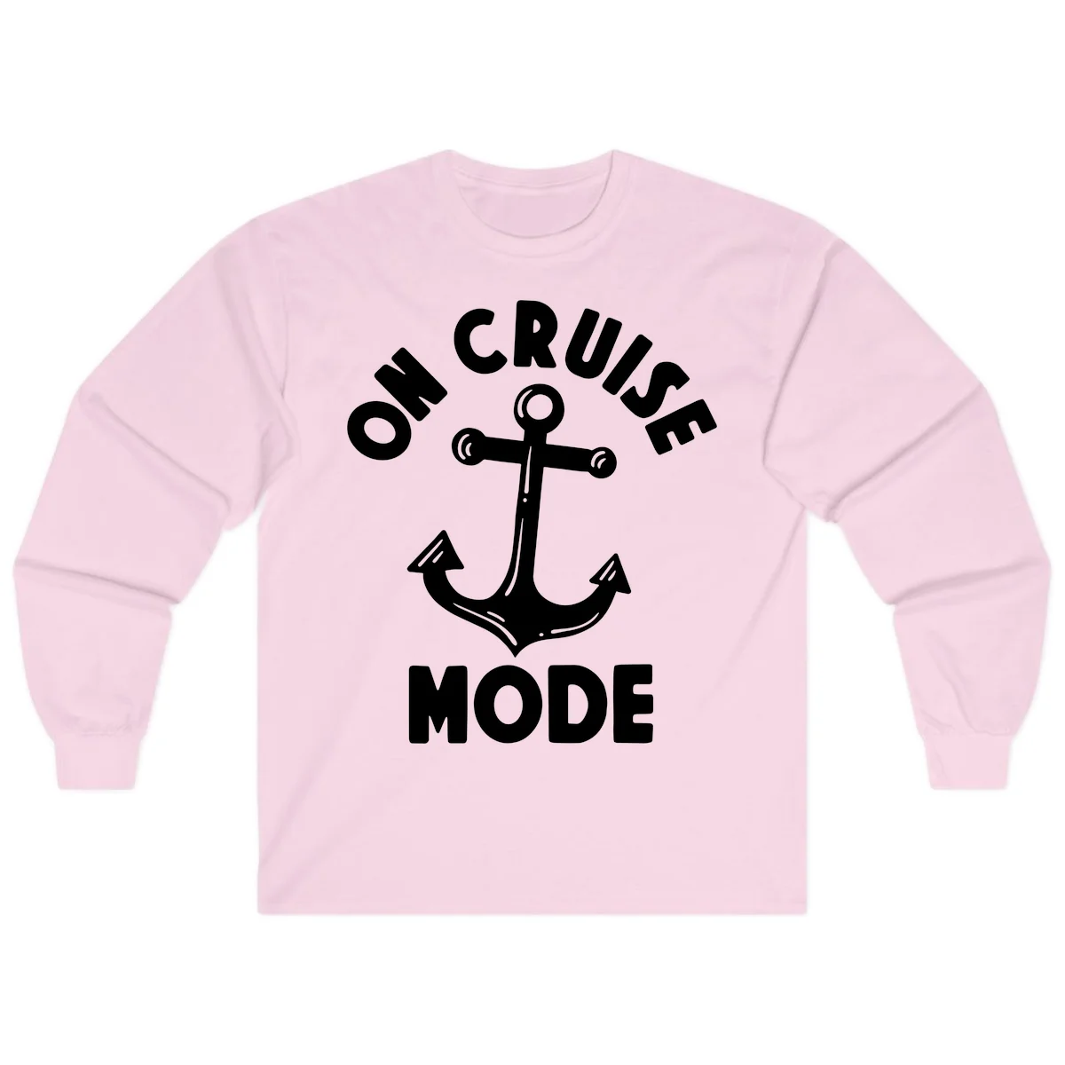 Cruise Mode Anchor Long Sleeve Tee in Light Pink