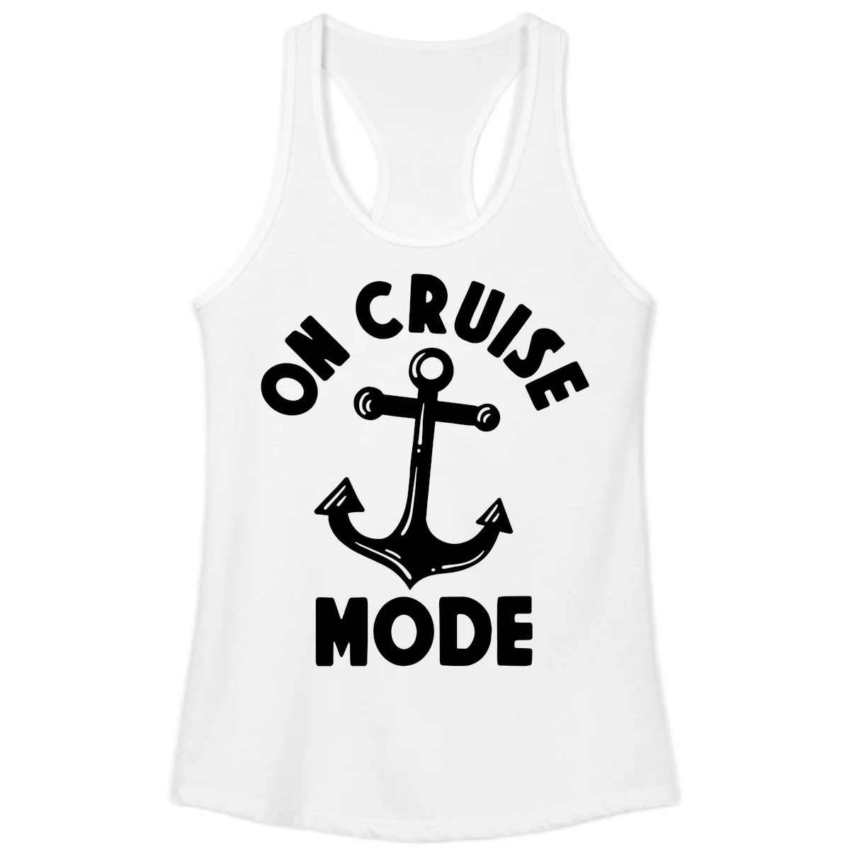 Cruise Mode Anchor Ladies Tank Top in White