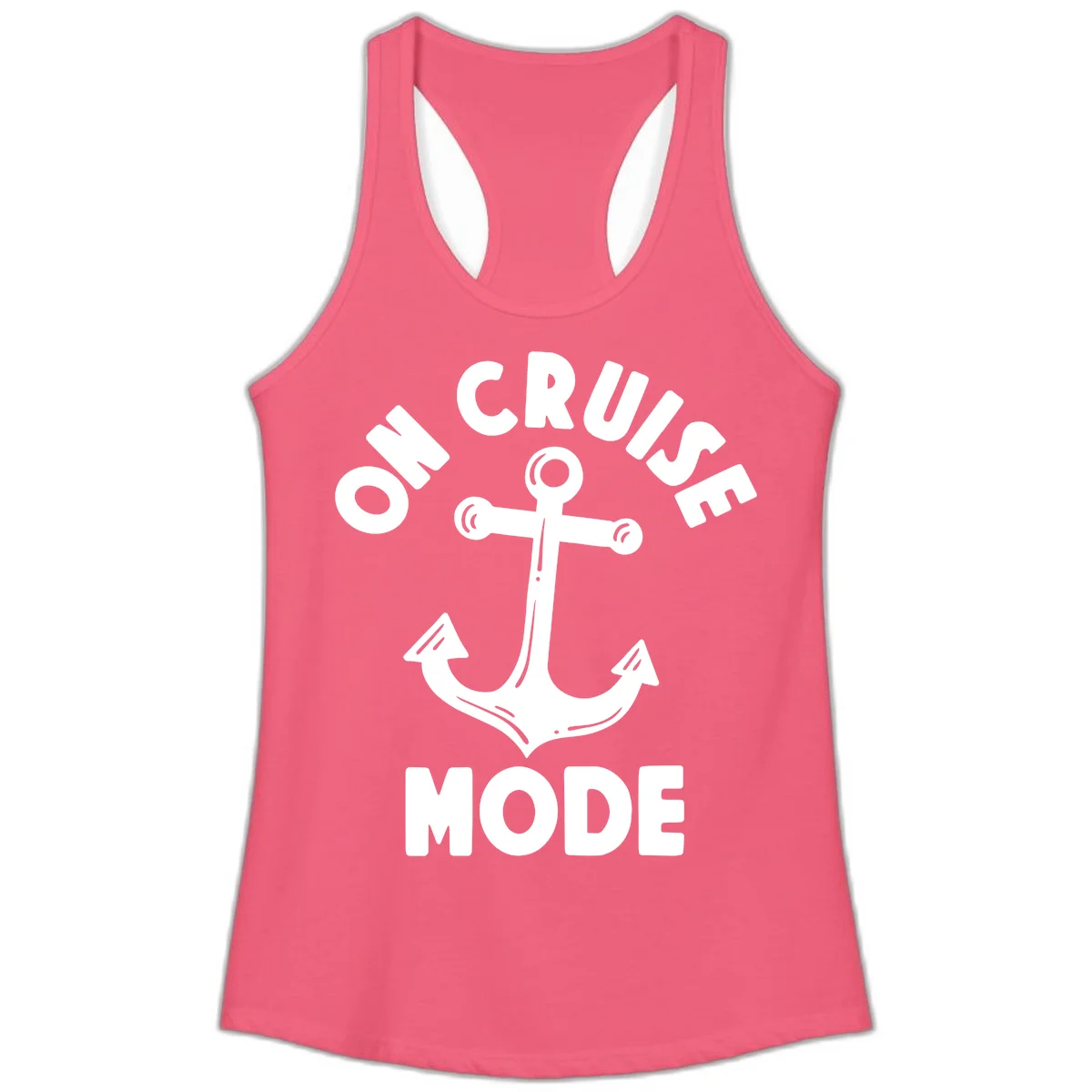 Cruise Mode Anchor Ladies Tank Top in Hot Pink