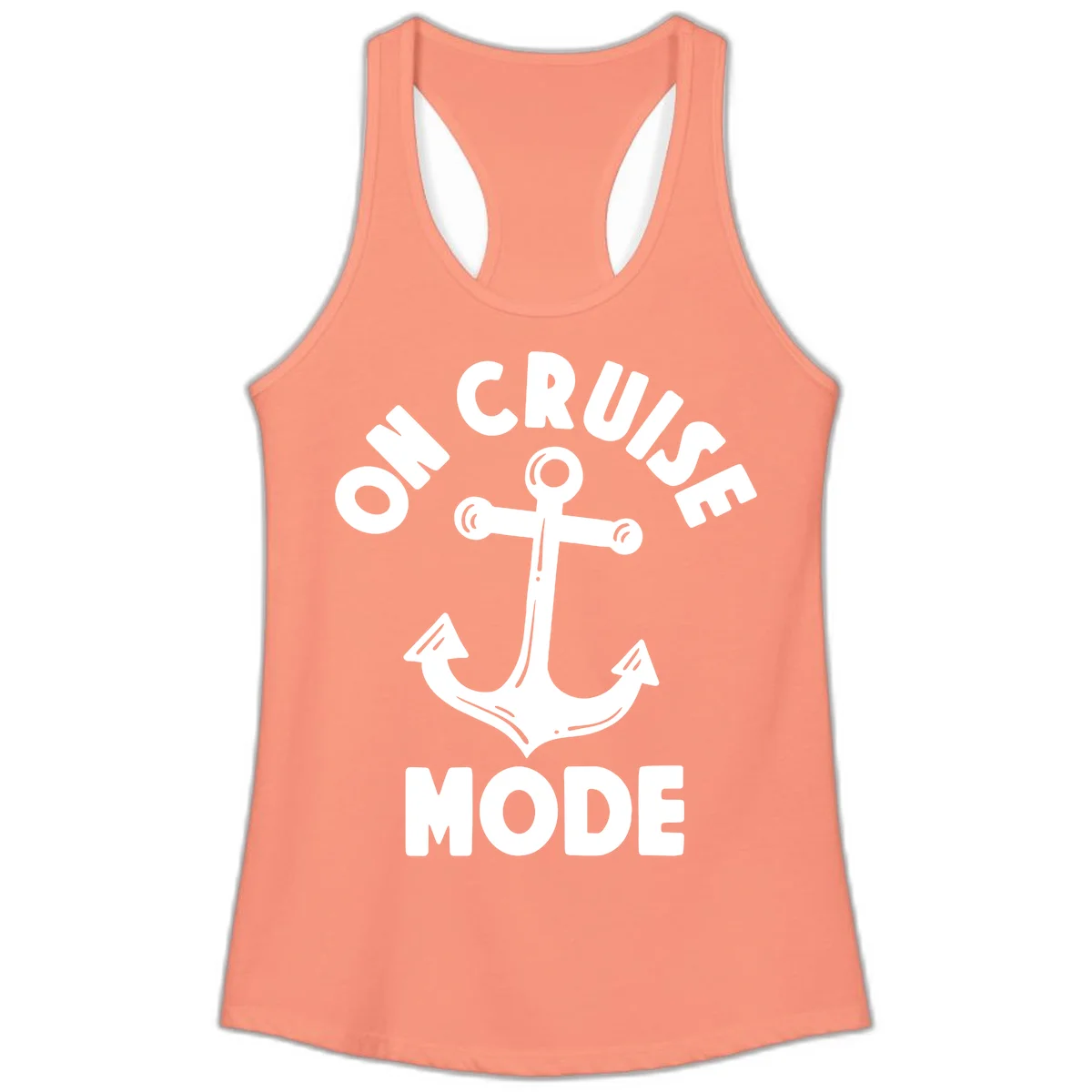 Cruise Mode Anchor Ladies Tank Top in Solid Light Orange