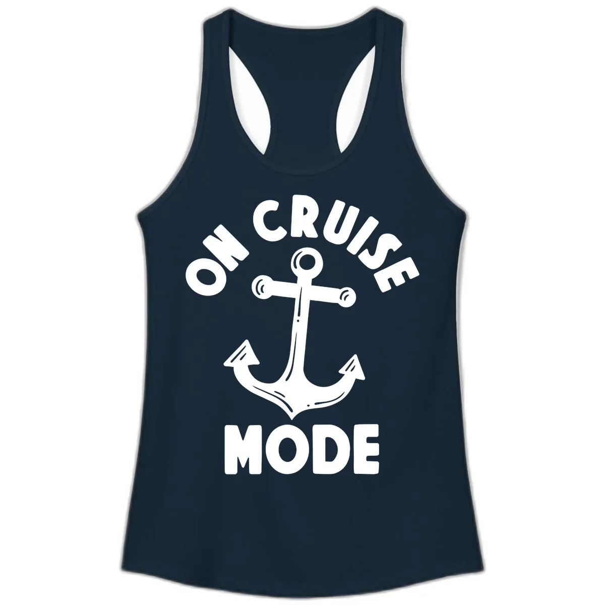 Cruise Mode Anchor Ladies Tank Top in Solid Midnight Navy