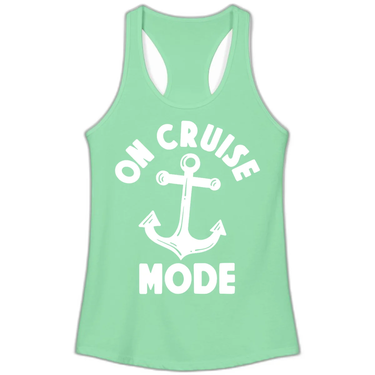 Cruise Mode Anchor Ladies Tank Top in Solid Mint