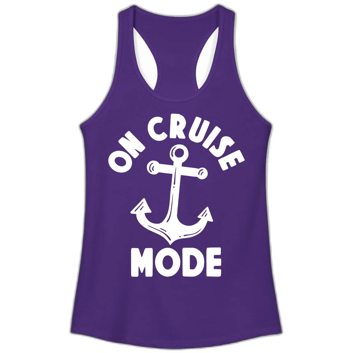 Cruise Mode Anchor Ladies Tank Top in Solid Purple Rush
