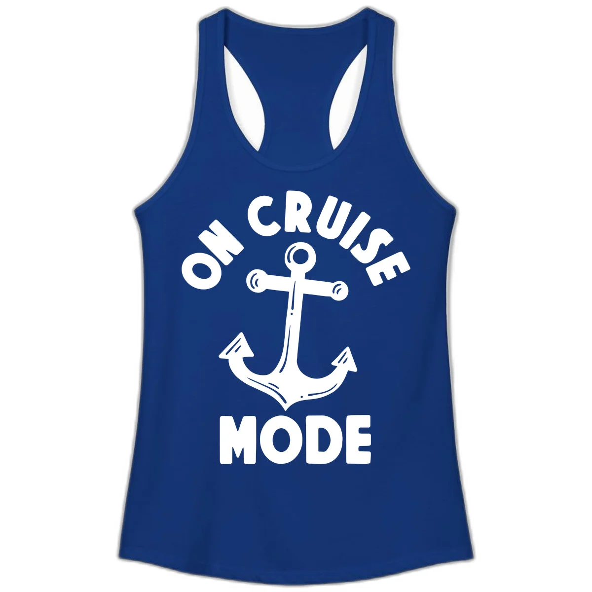 Cruise Mode Anchor Ladies Tank Top in Solid Royal