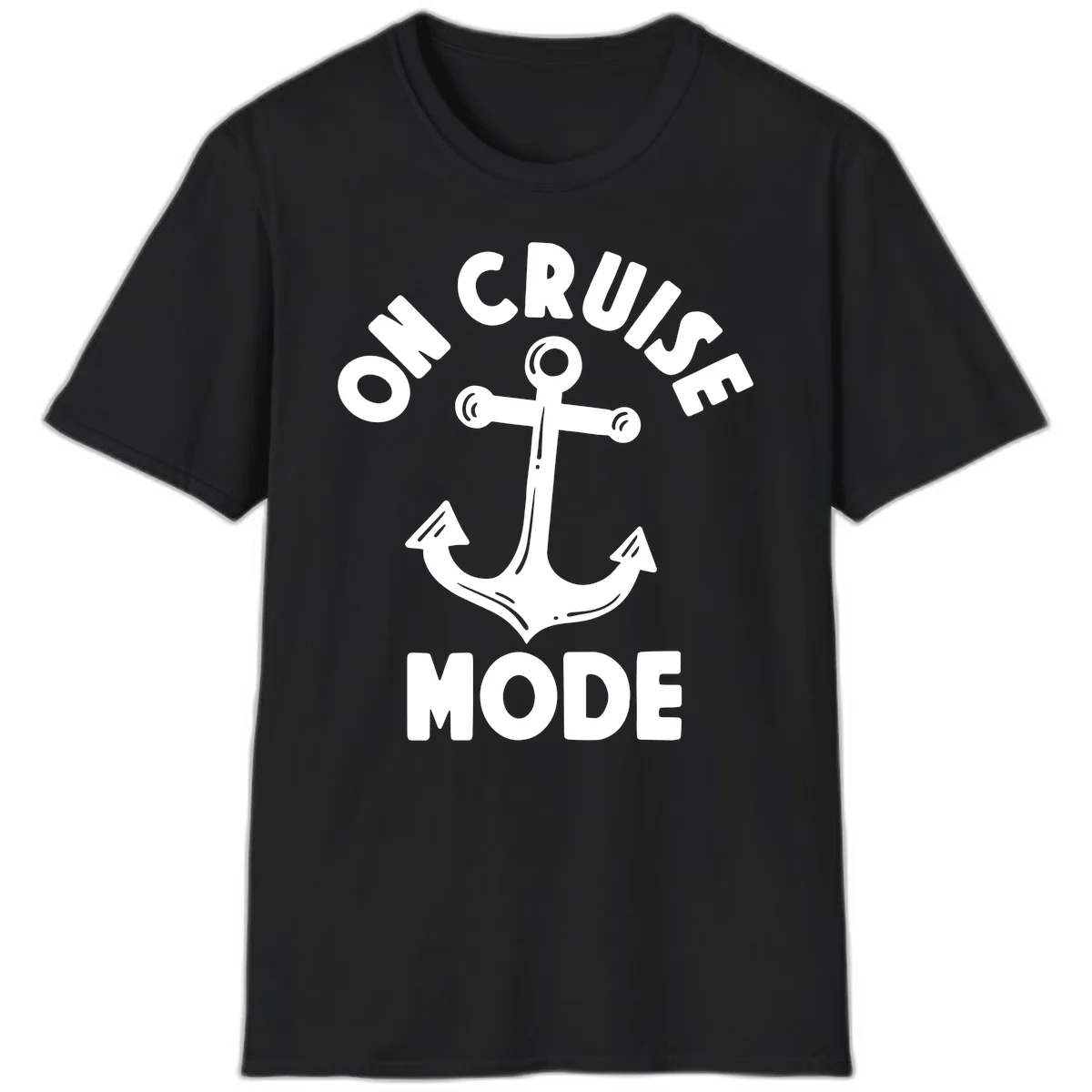 Cruise Mode Anchor T-Shirt for Your Next Vacation in Black