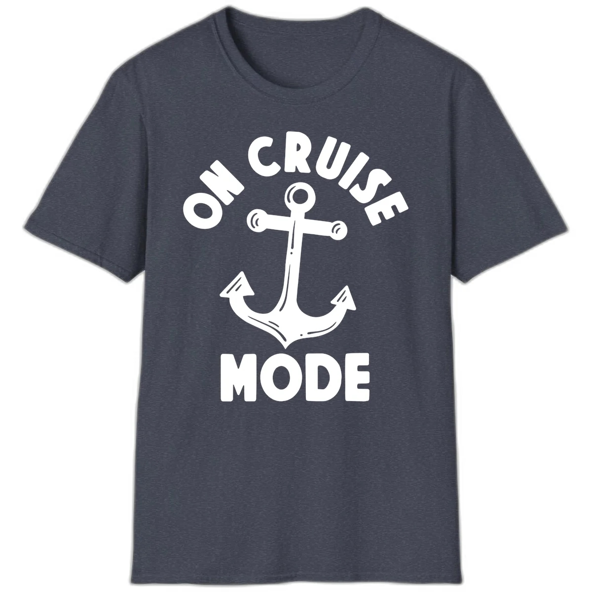 Cruise Mode Anchor T-Shirt for Your Next Vacation in Heather Navy