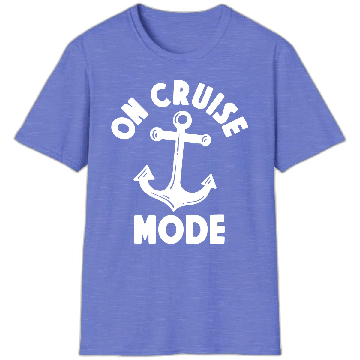 Cruise Mode Anchor T-Shirt for Your Next Vacation in Heather Royal