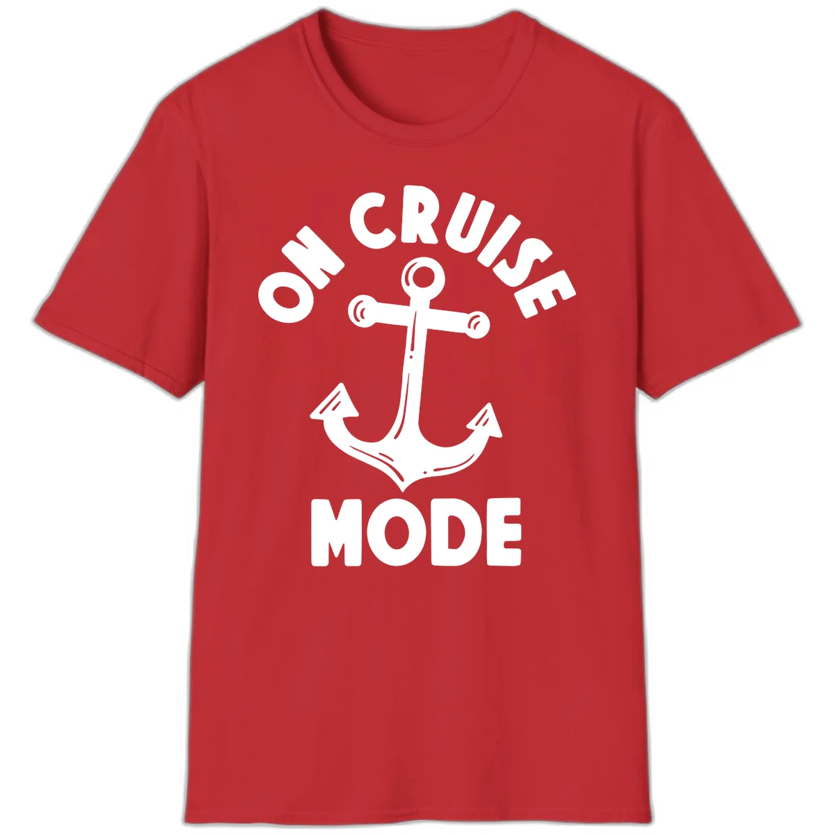 Cruise Mode Anchor T-Shirt for Your Next Vacation in Red