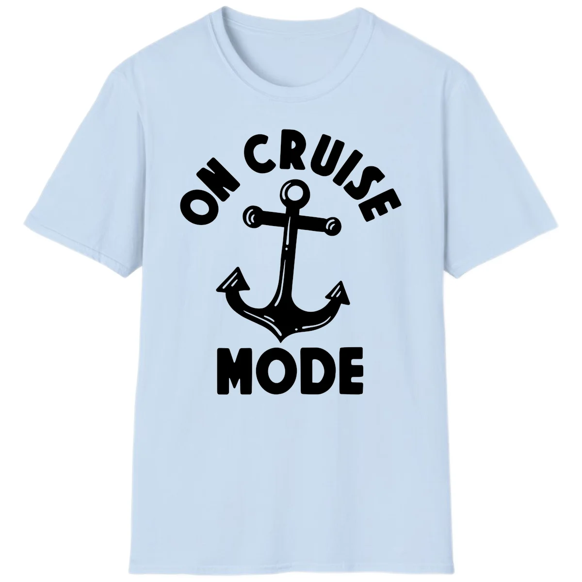 Cruise Mode Anchor T-Shirt for Your Next Vacation in Light Blue