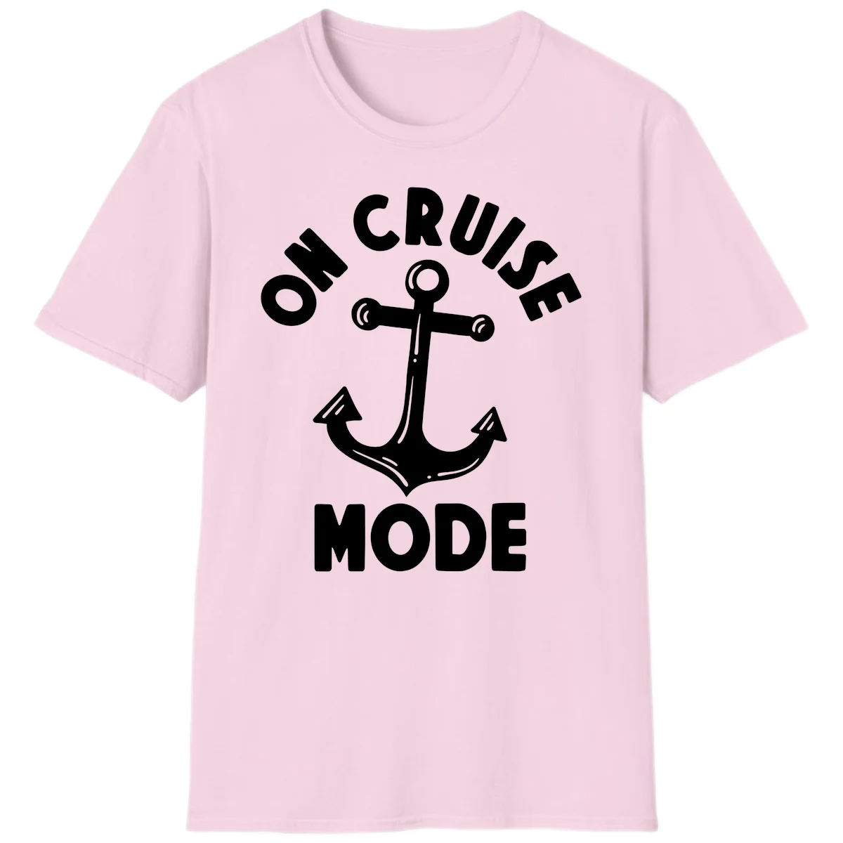 Cruise Mode Anchor T-Shirt for Your Next Vacation in Light Pink