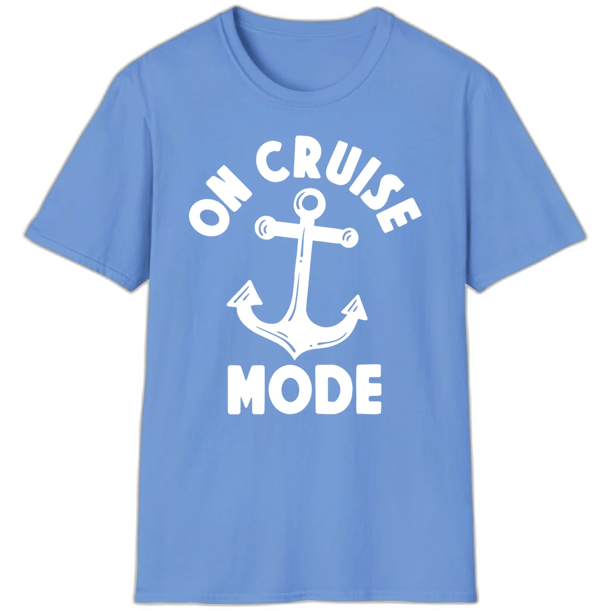 Cruise Mode Anchor T-Shirt for Your Next Vacation in Carolina Blue