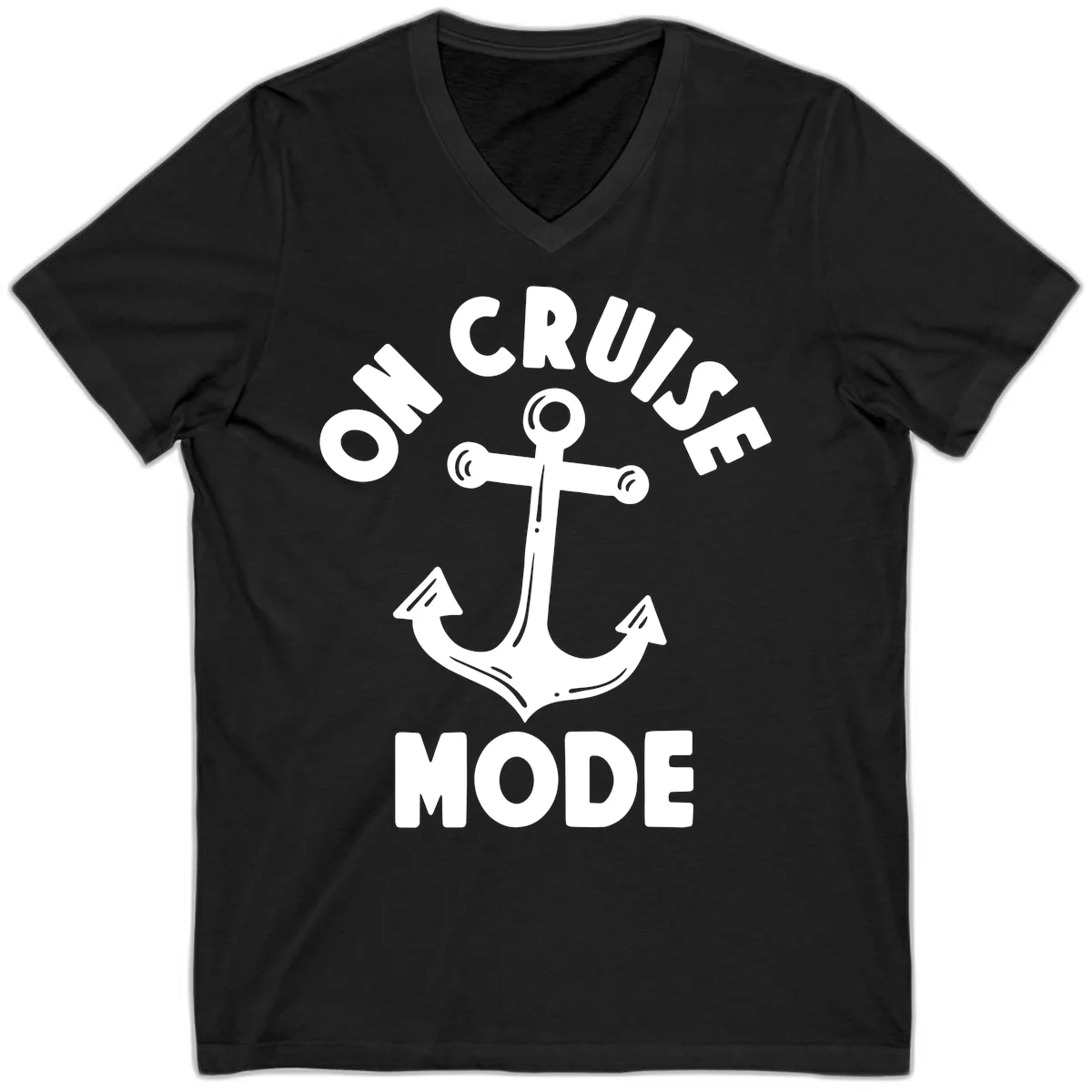 Cruise Mode Anchor V-Neck T-Shirt in Black