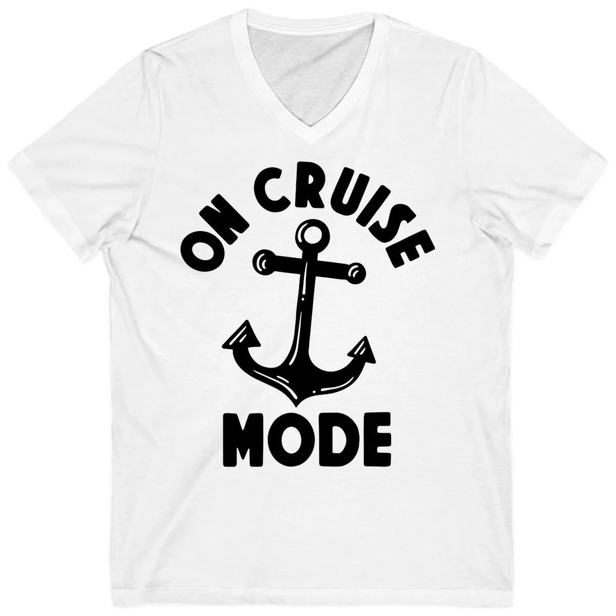 Cruise Mode Anchor V-Neck T-Shirt in White