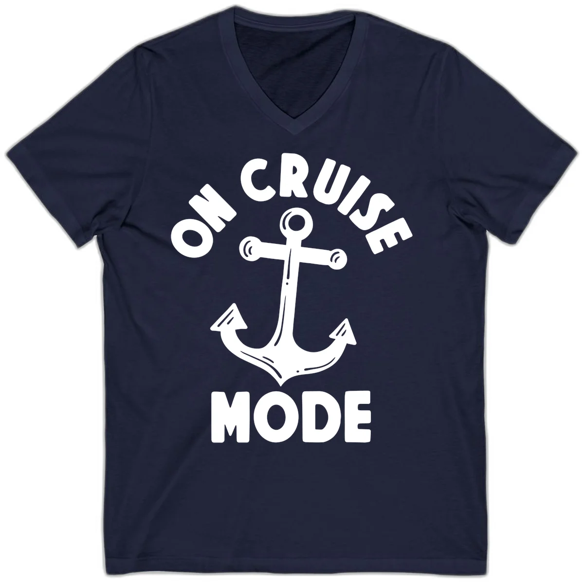 Cruise Mode Anchor V-Neck T-Shirt in Navy