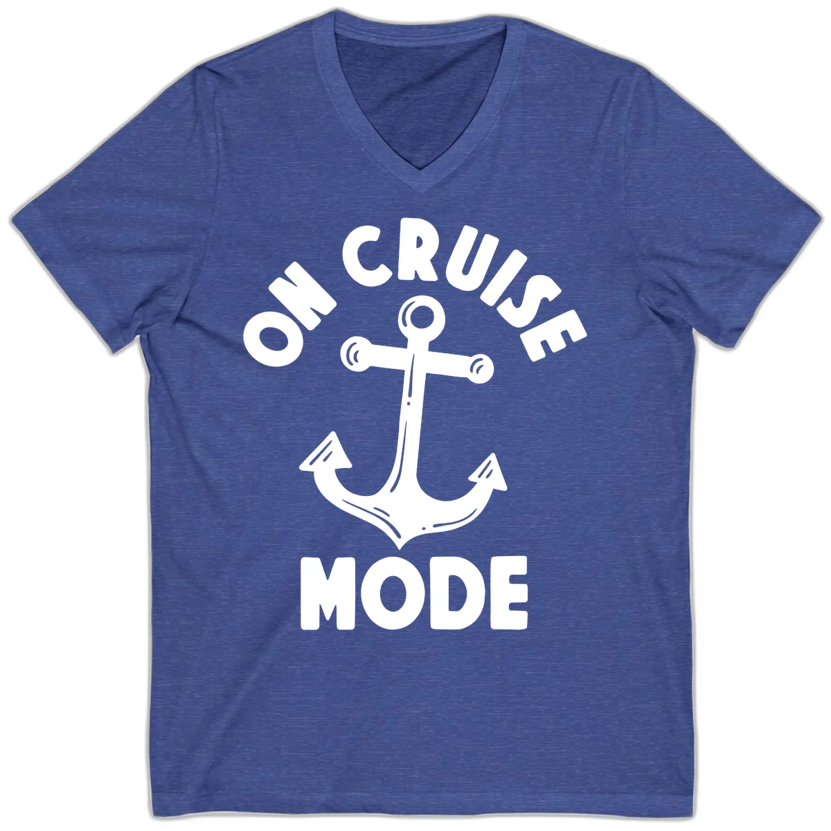 Cruise Mode Anchor V-Neck T-Shirt in Heather True Royal