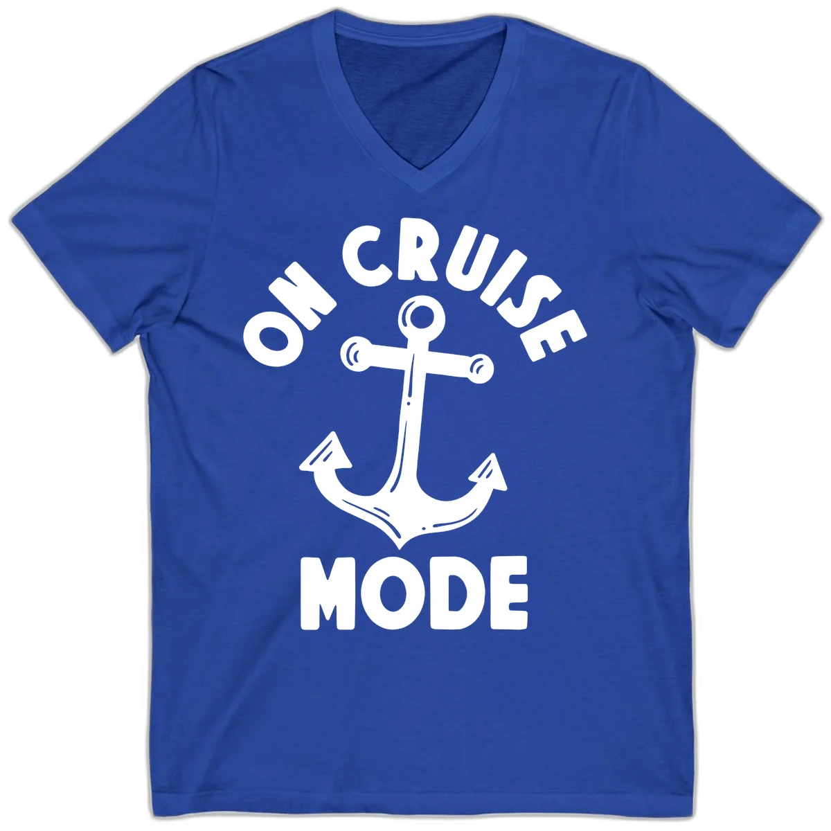 Cruise Mode Anchor V-Neck T-Shirt in True Royal