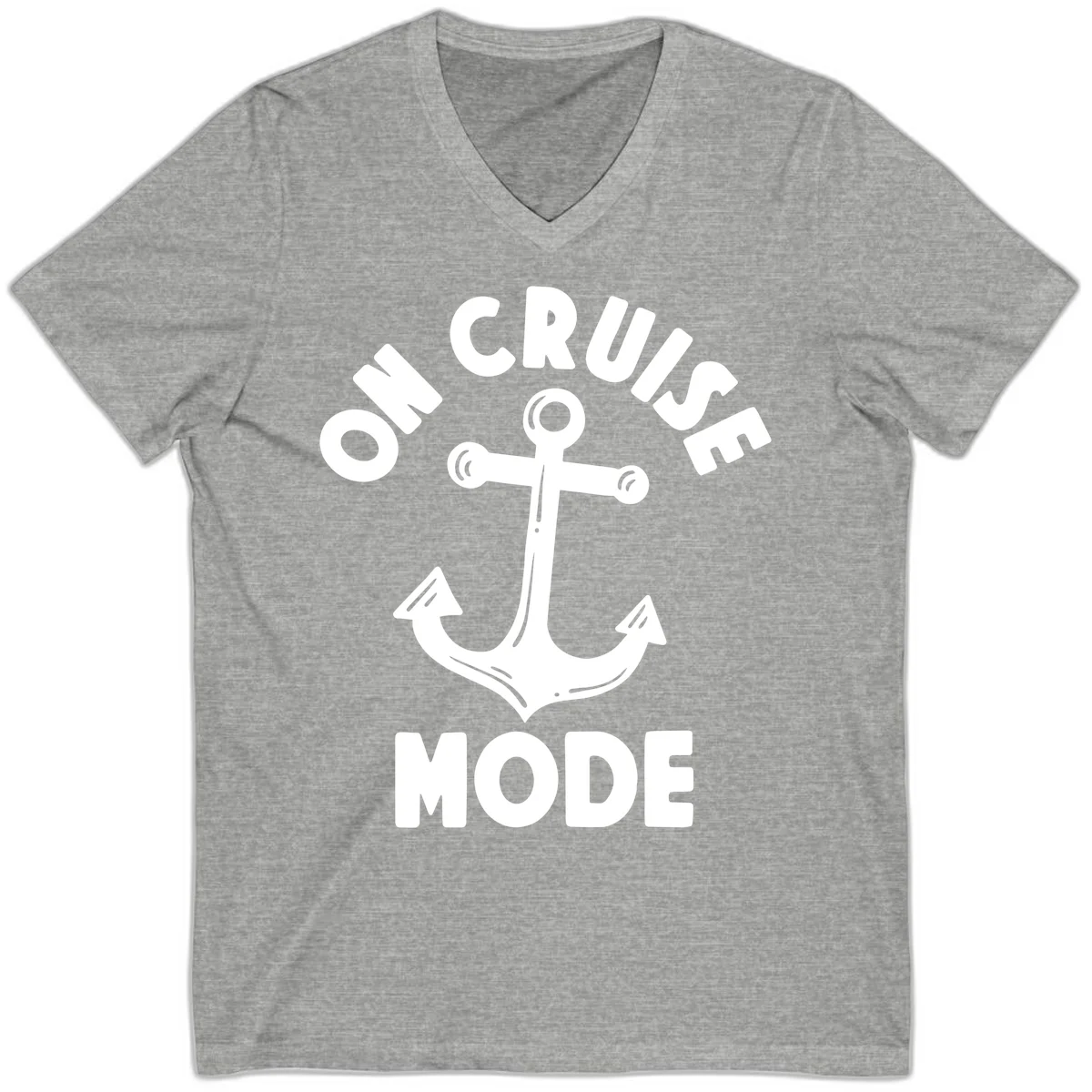Cruise Mode Anchor V-Neck T-Shirt in Athletic Heather