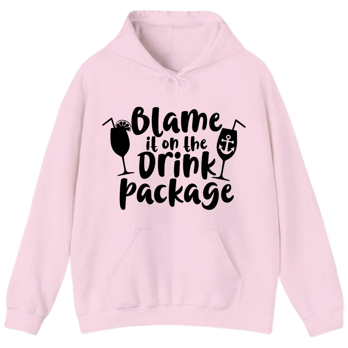 Blame It On The Drink Package Hoodie in Light Pink