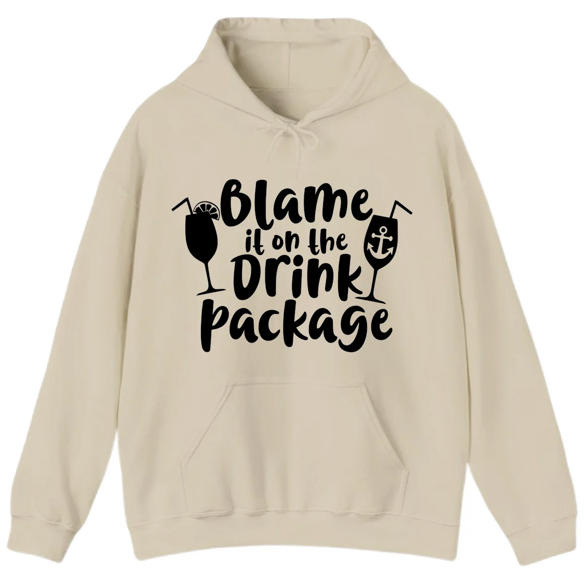 Blame It On The Drink Package Hoodie in Sand
