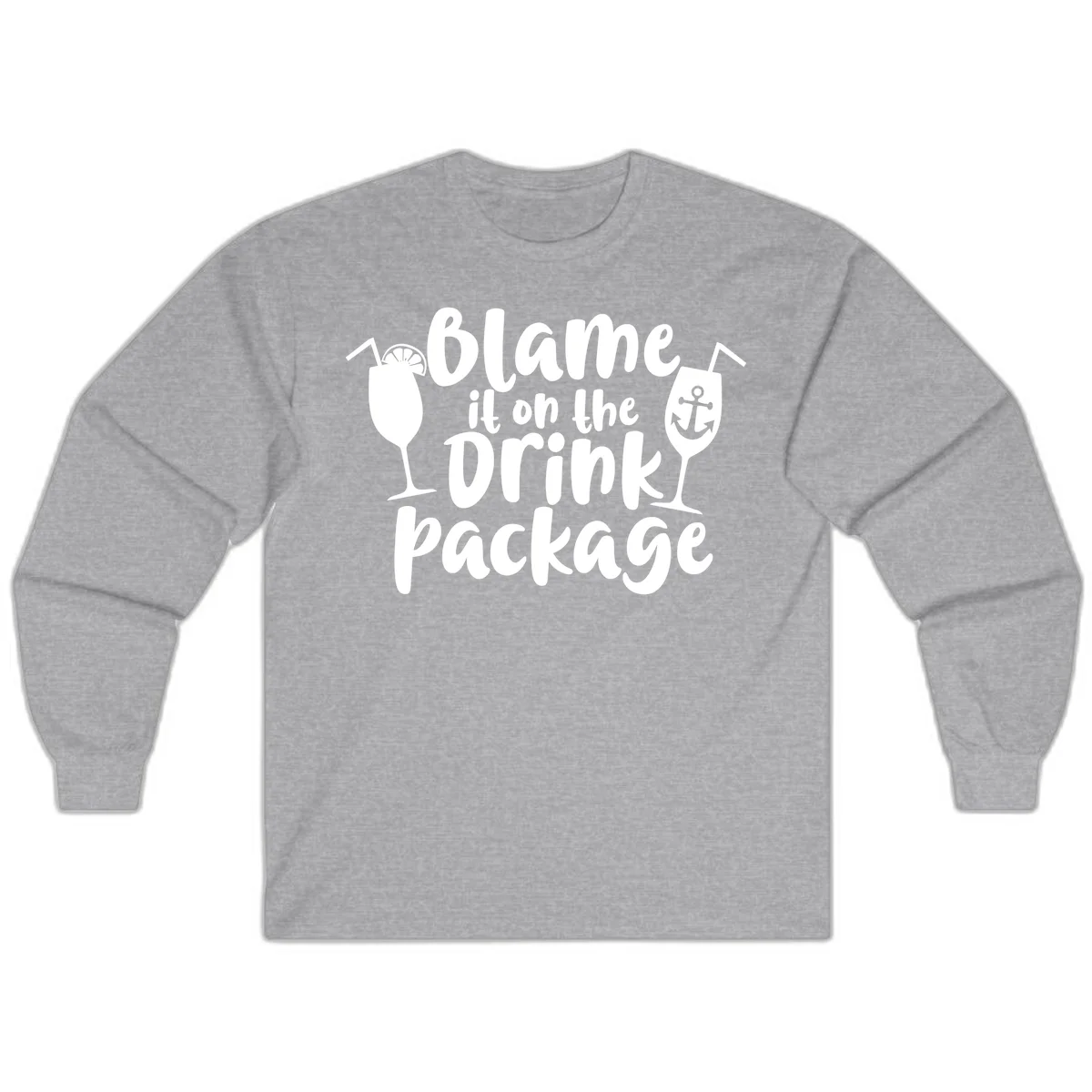 Blame It On The Drink Package Long Sleeve in Sport Grey