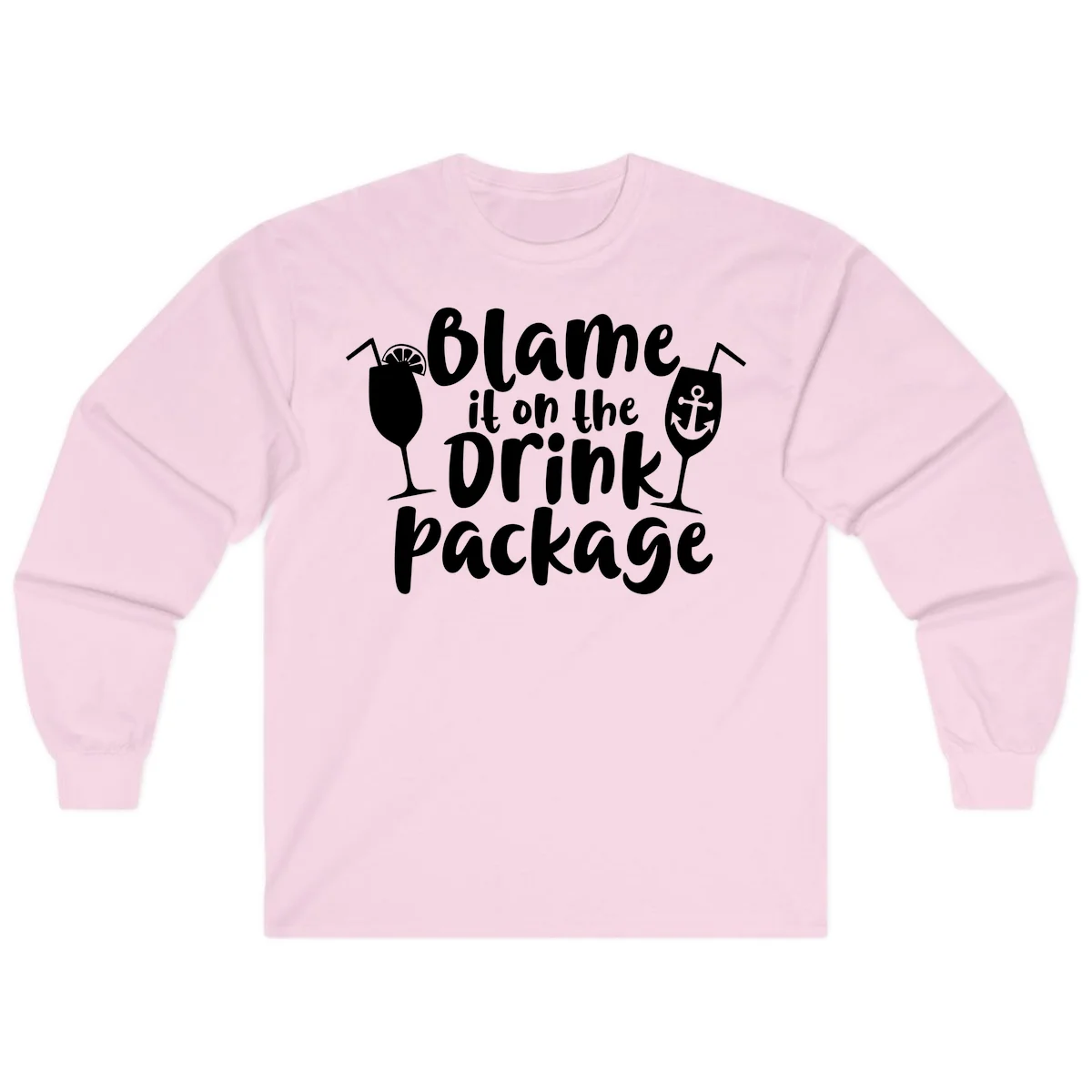 Blame It On The Drink Package Long Sleeve in Light Pink