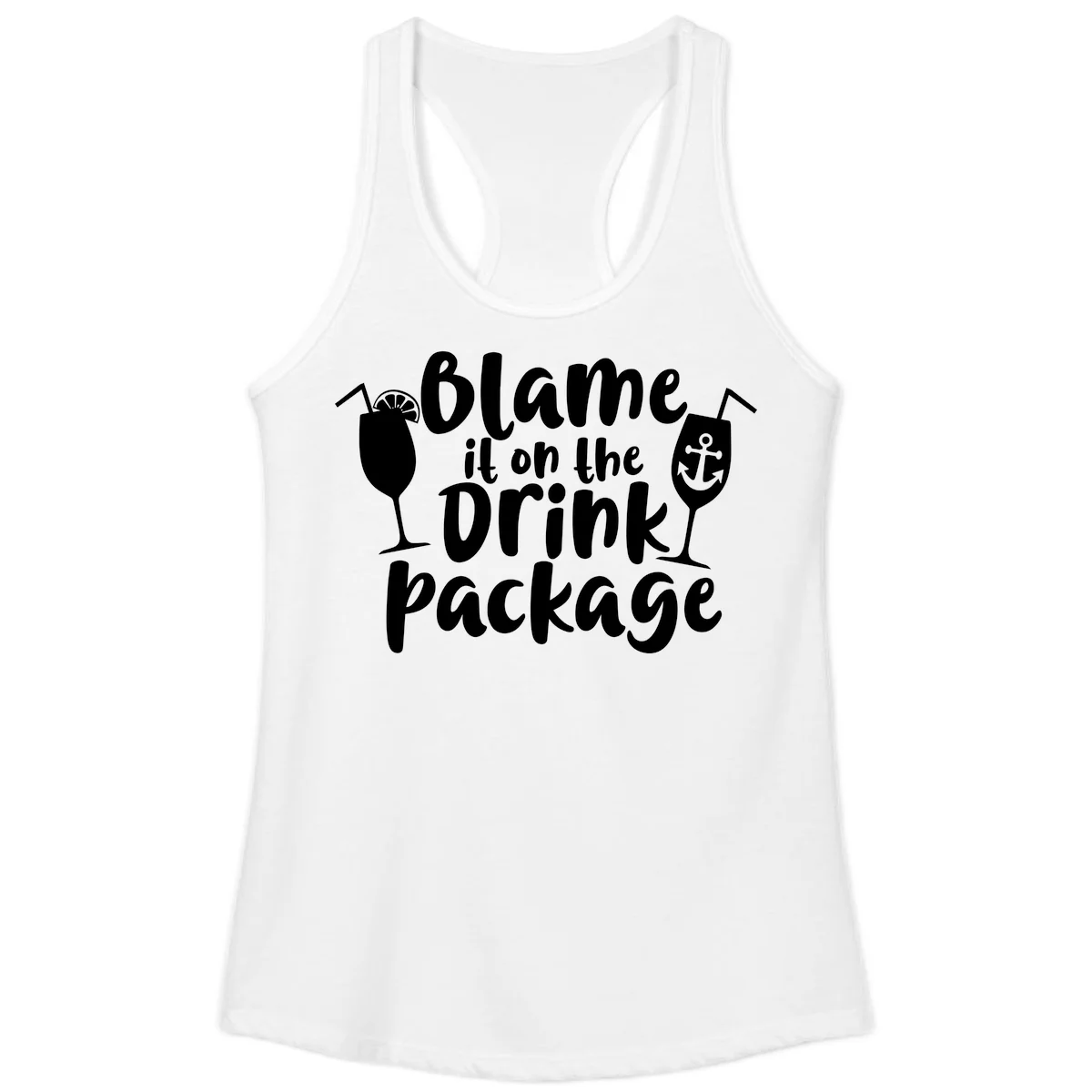 Blame It On The Drink Package Ladies Tank in White