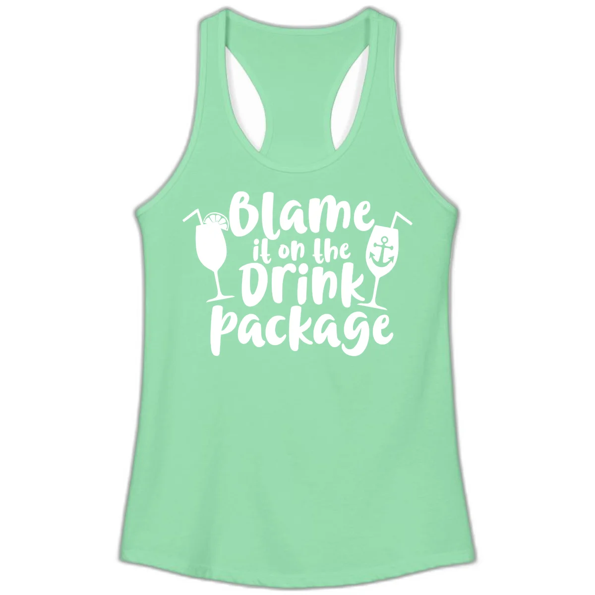 Blame It On The Drink Package Ladies Tank in Solid Mint