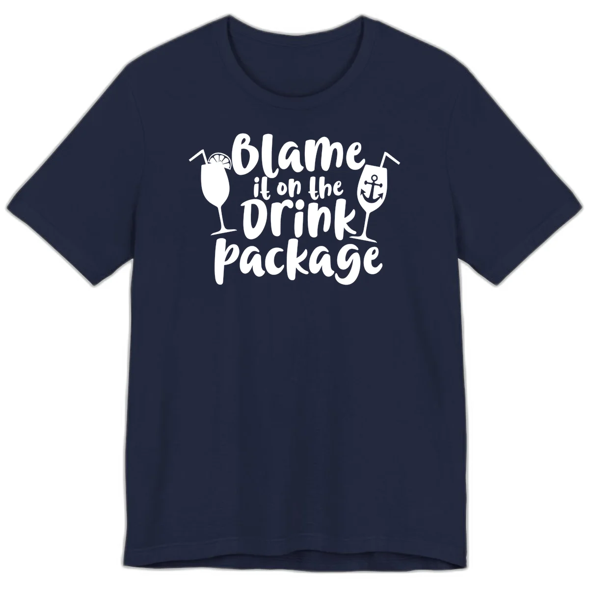 Blame It On The Drink Package Premium T-Shirt in Navy