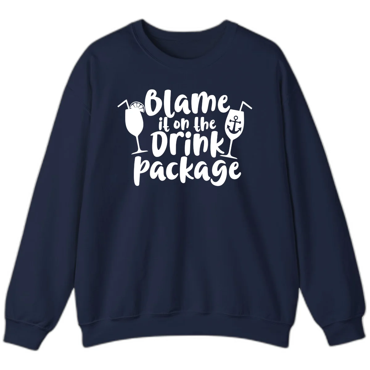 Blame It On The Drink Package Sweatshirt in Navy