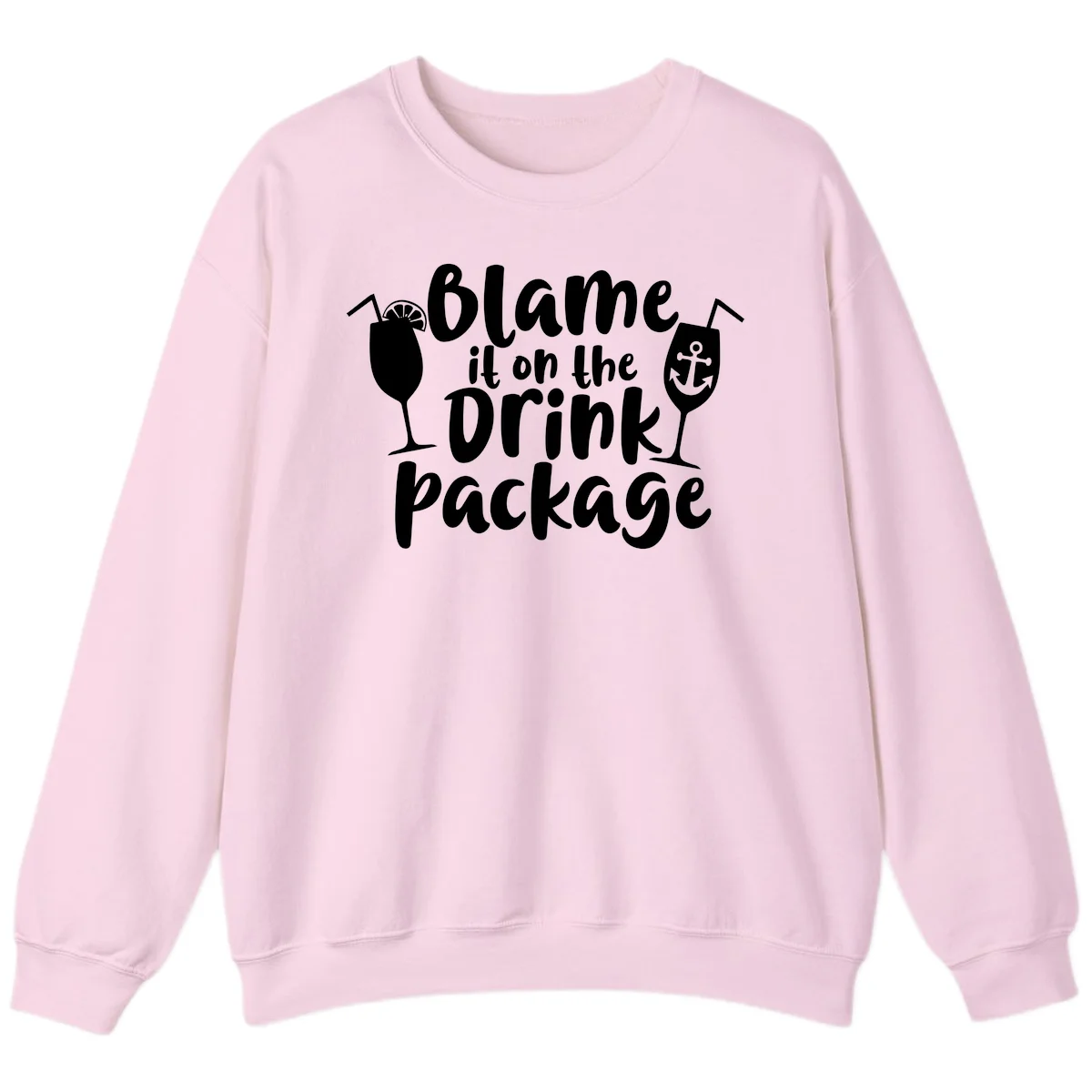 Blame It On The Drink Package Sweatshirt in Light Pink