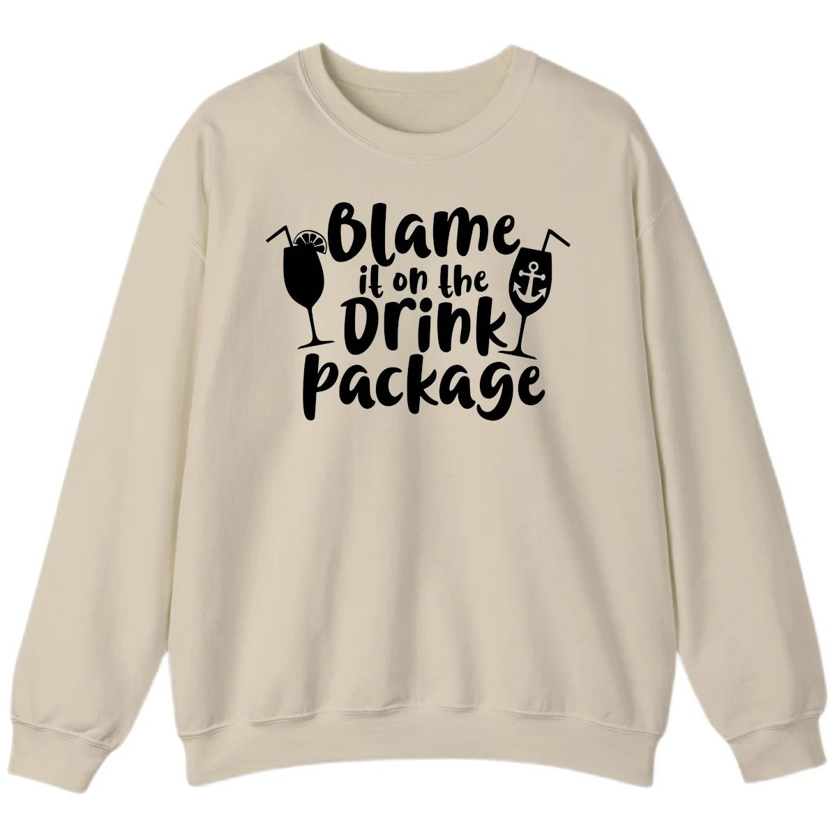 Blame It On The Drink Package Sweatshirt in Sand