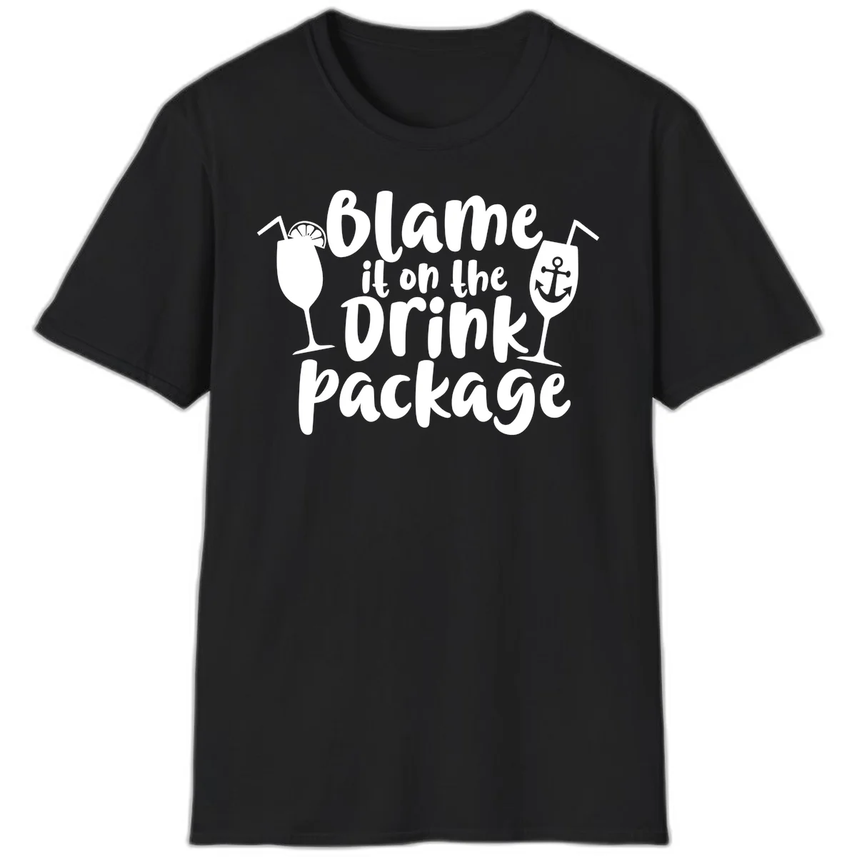 Blame It On The Drink Package T-Shirt in Black