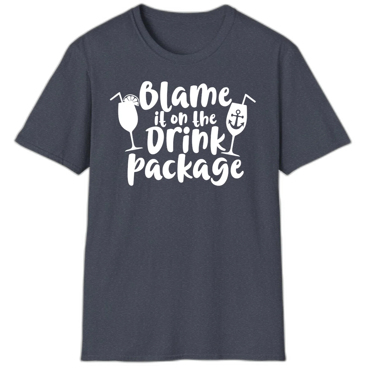 Blame It On The Drink Package T-Shirt in Heather Navy