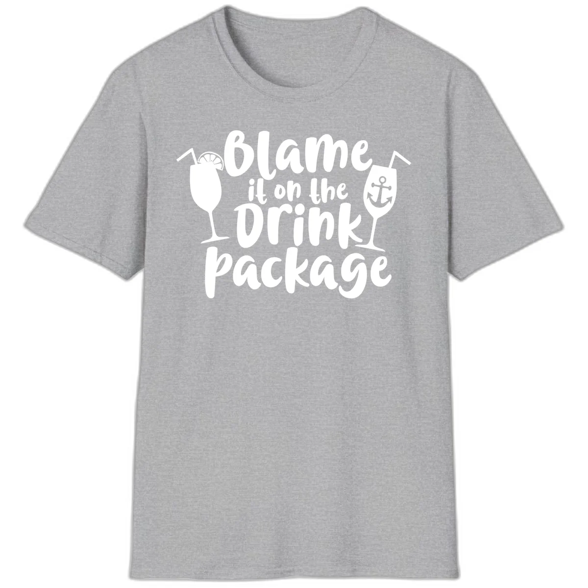 Blame It On The Drink Package T-Shirt in Sport Grey