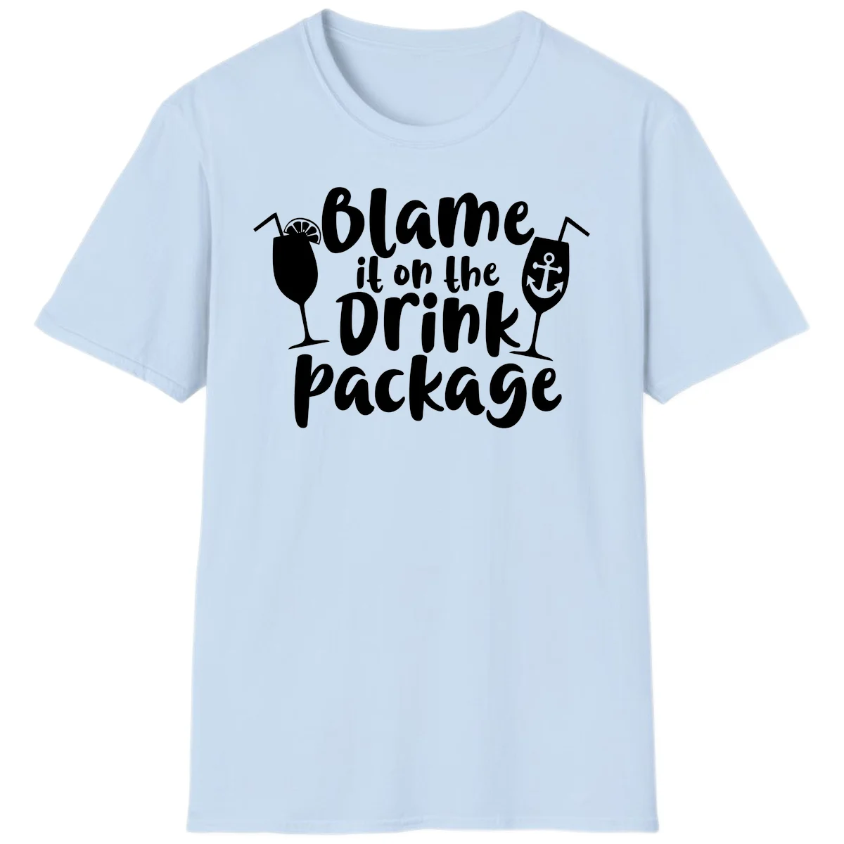 Blame It On The Drink Package T-Shirt in Light Blue