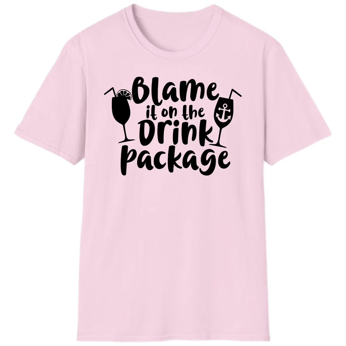 Blame It On The Drink Package T-Shirt in Light Pink