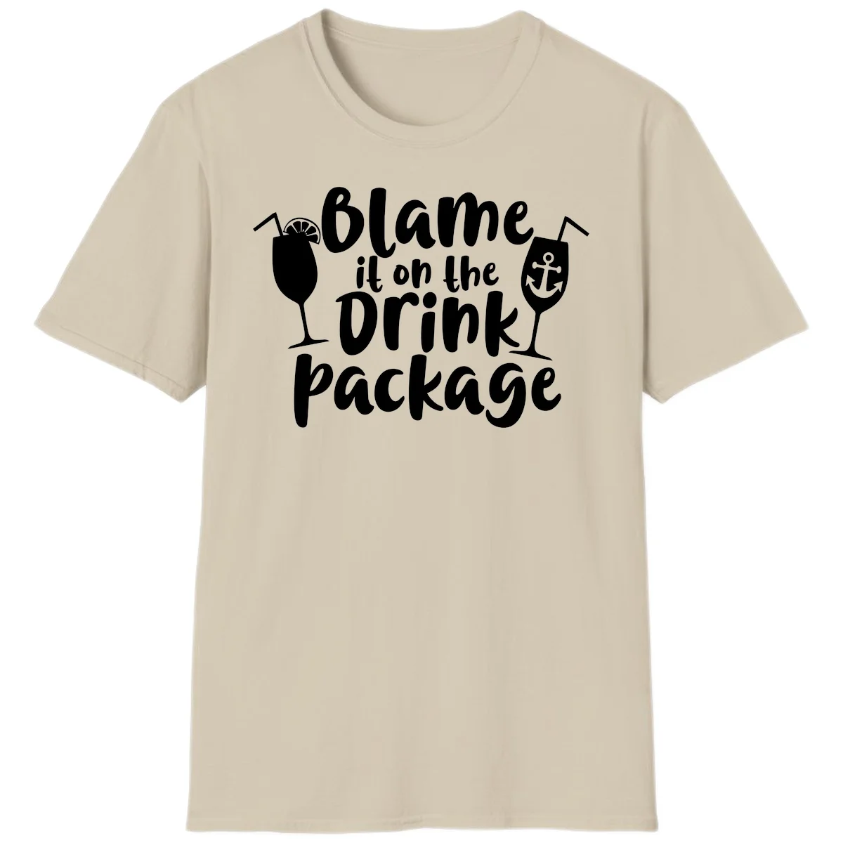 Blame It On The Drink Package T-Shirt in Sand