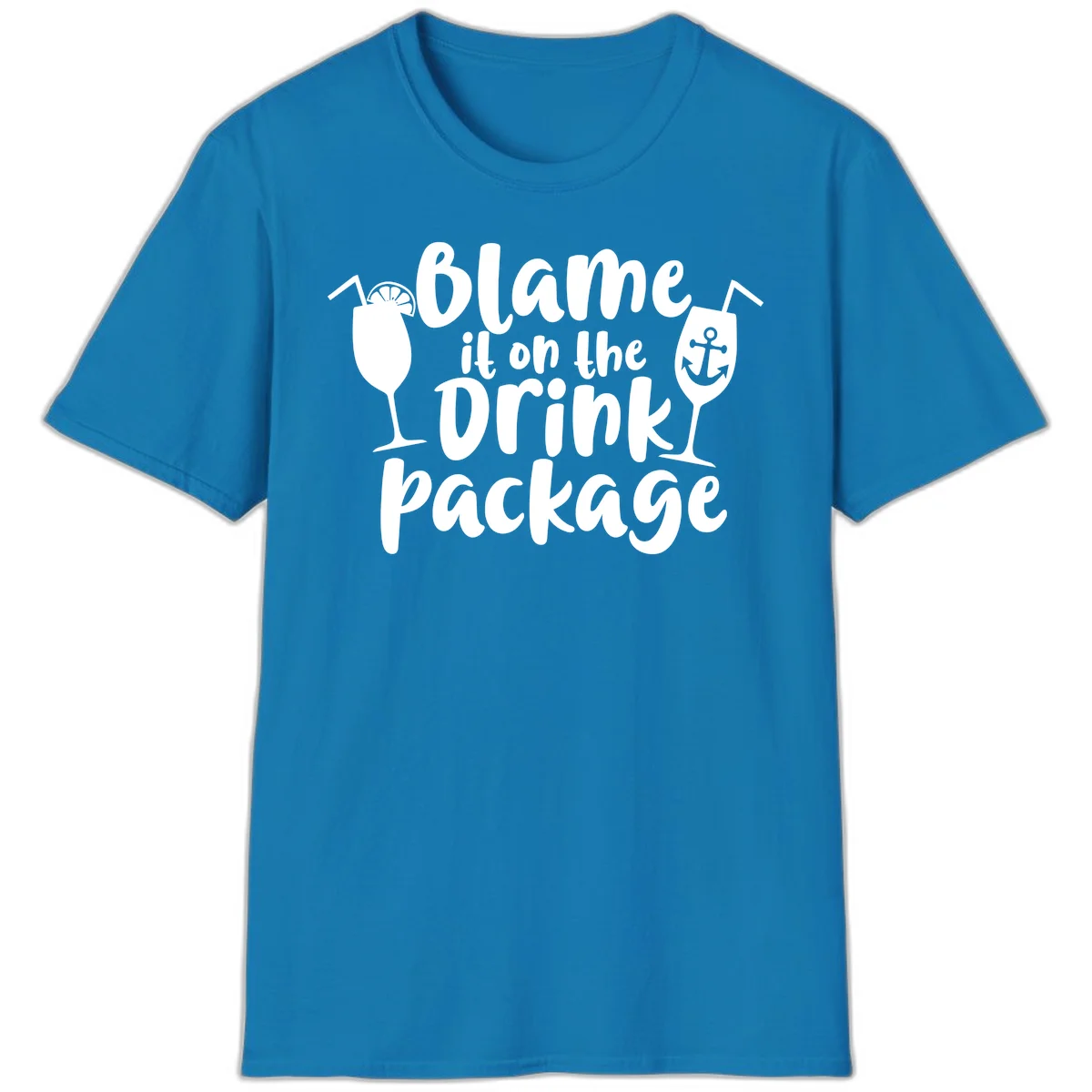 Blame It On The Drink Package T-Shirt in Sapphire