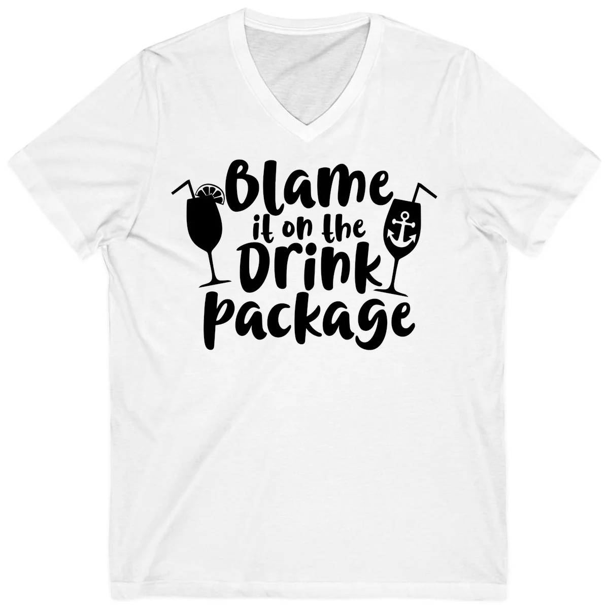 Blame It On The Drink Package V-Neck in White