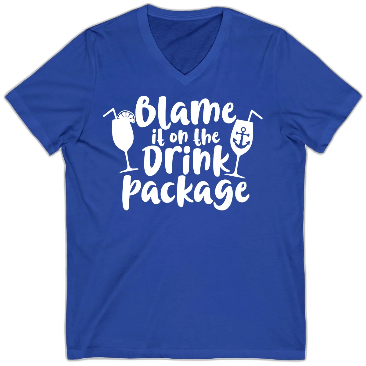 Blame It On The Drink Package V-Neck in True Royal