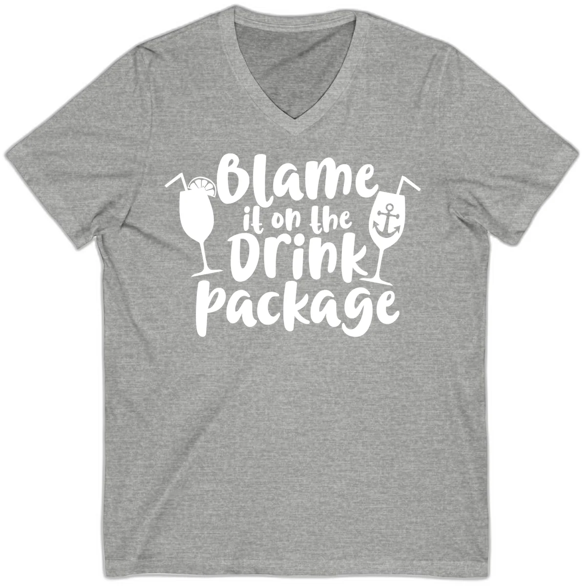 Blame It On The Drink Package V-Neck in Athletic Heather