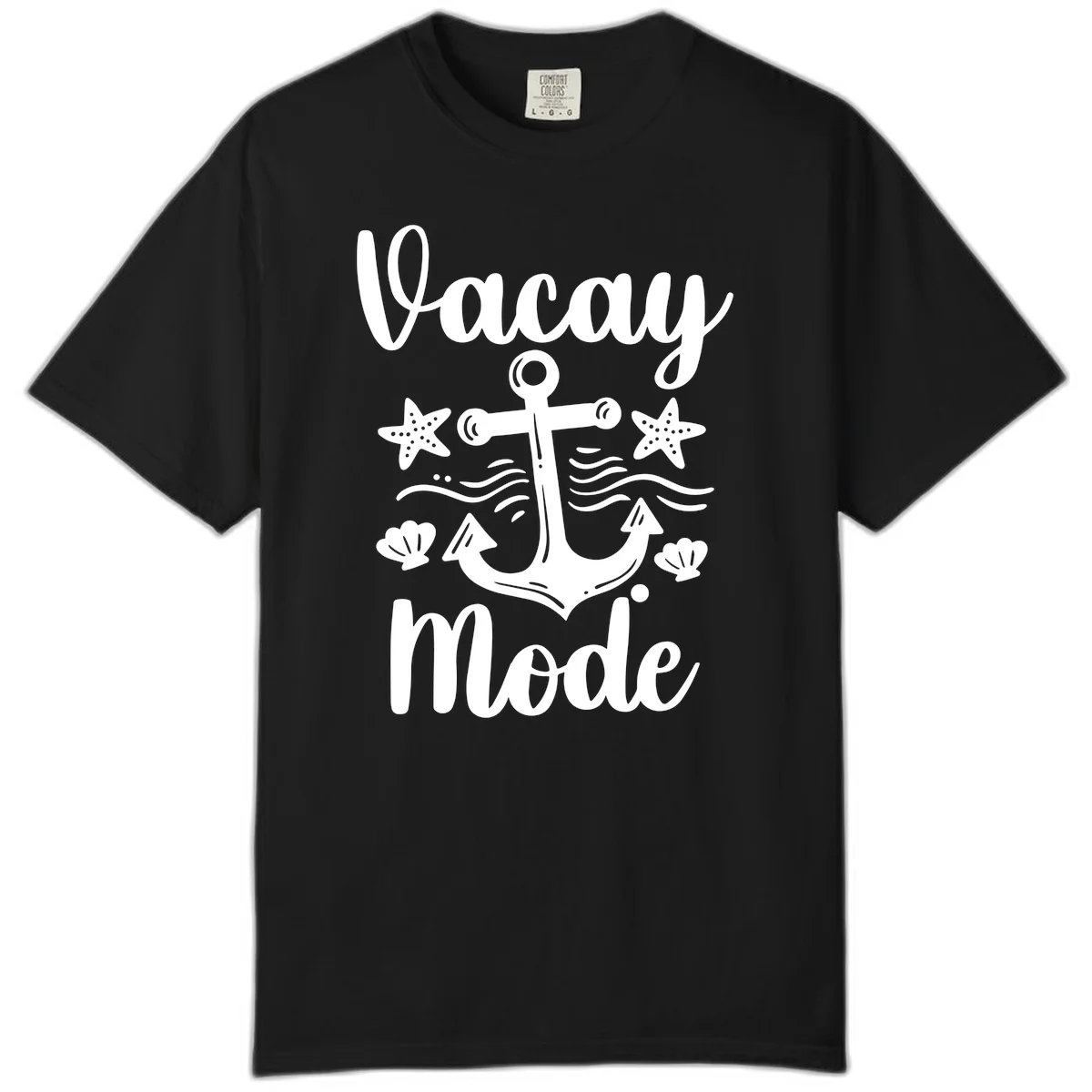Vacay Mode Anchor Comfort Color Tee in Black