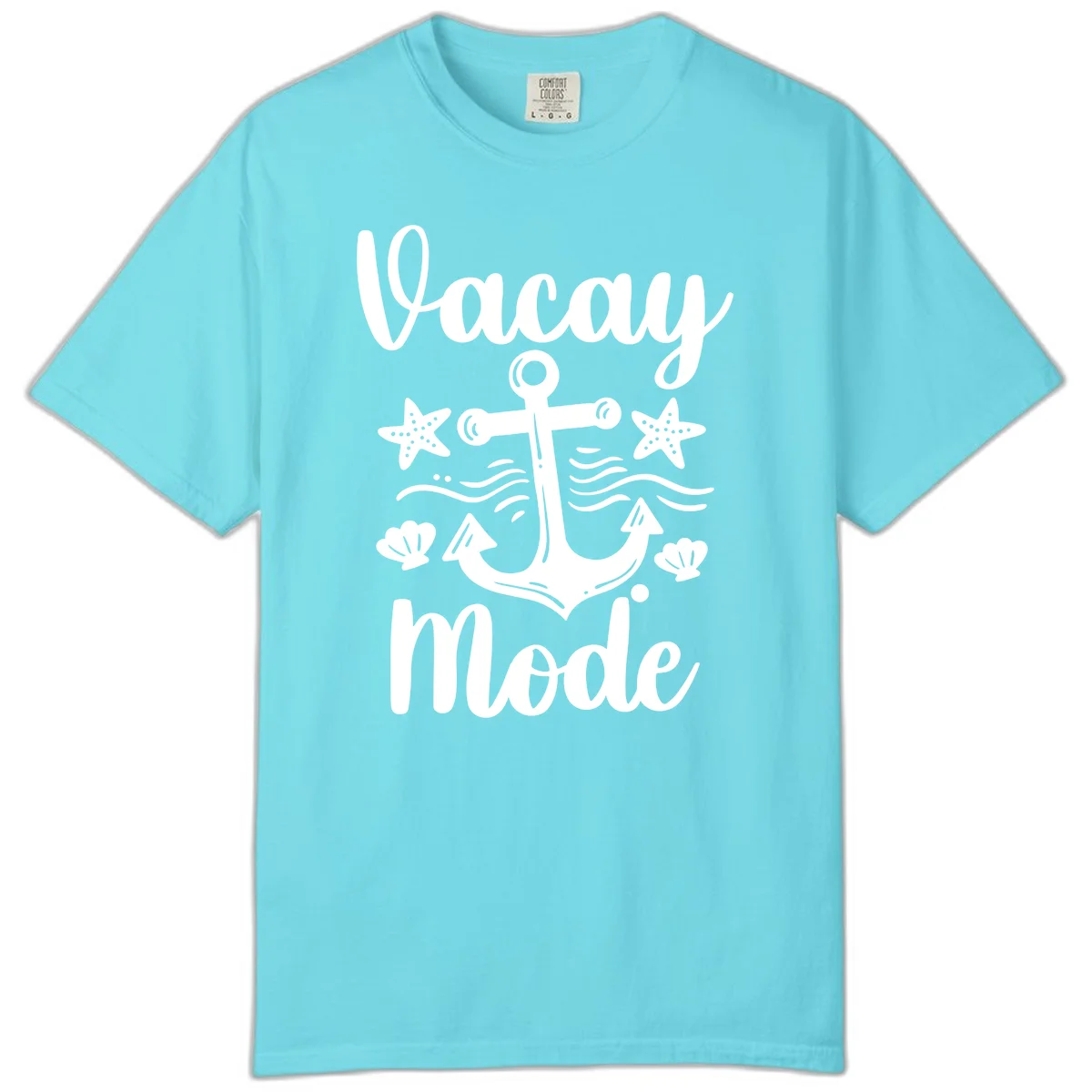 Vacay Mode Anchor Comfort Color Tee in Lagoon Blue