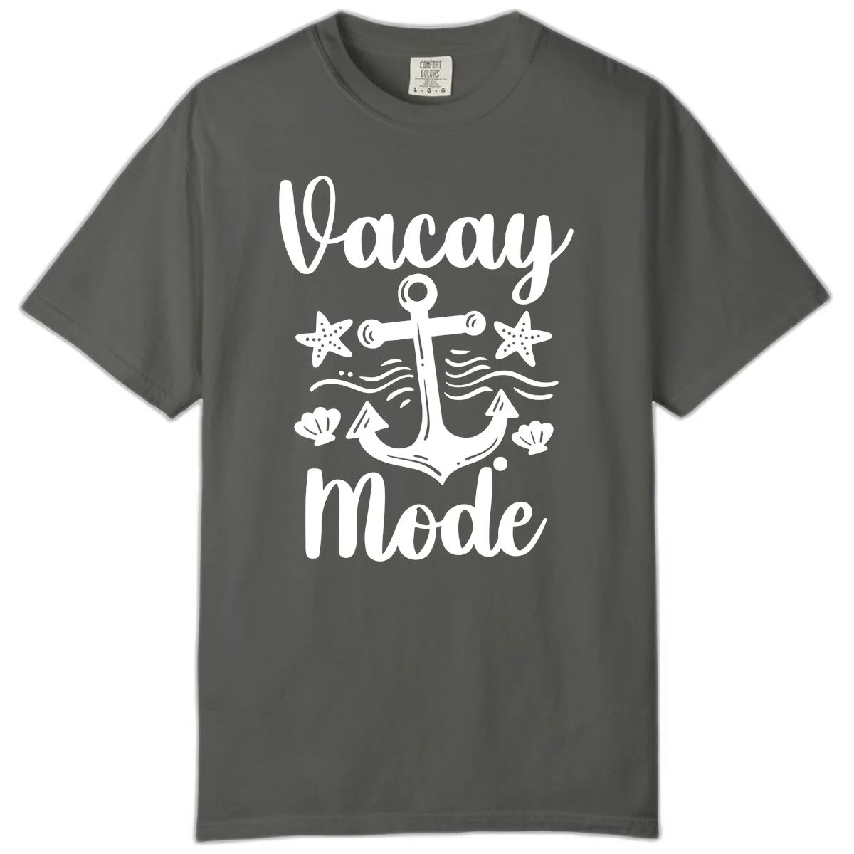 Vacay Mode Anchor Comfort Color Tee in Pepper