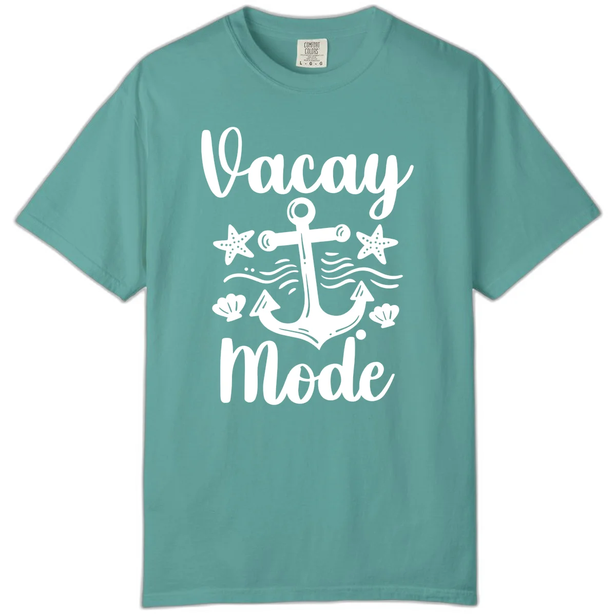 Vacay Mode Anchor Comfort Color Tee in Seafoam